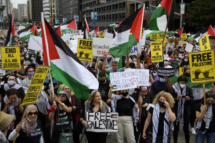 Tuntut Kemerdekaan Palestina, Ribuan Massa Gelar Aksi Demo di Kedubes Amerika