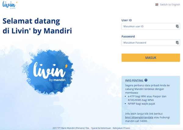 Mandiri Internet Bisnis Login